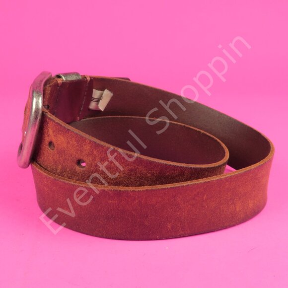 Fossil Georgia Bulldogs Distressed Leather Top Grain Cowhide Belt in Brown 34 - Picture 4 of 9
